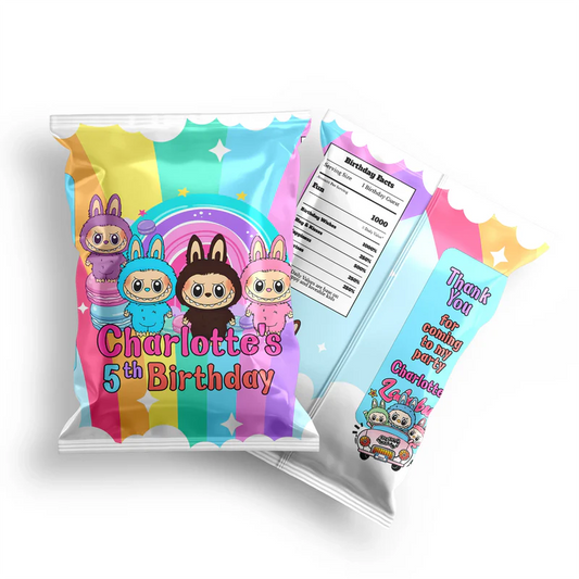 labubu chips bag label, custom snack pouch wrapper