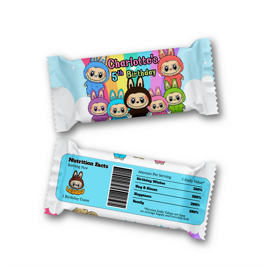 labubu rice krispies, candy bar wrapper, printable treat labels