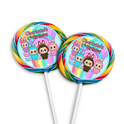 labubu lollipop label, custom sweet treat sticker