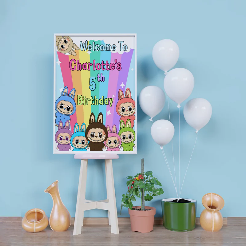 Labubu the monsters Birthday Decorations, Labubu Party Supplies, Labubu Themed, Labubu Digital Template, Editable Labubu Image SVG PNG