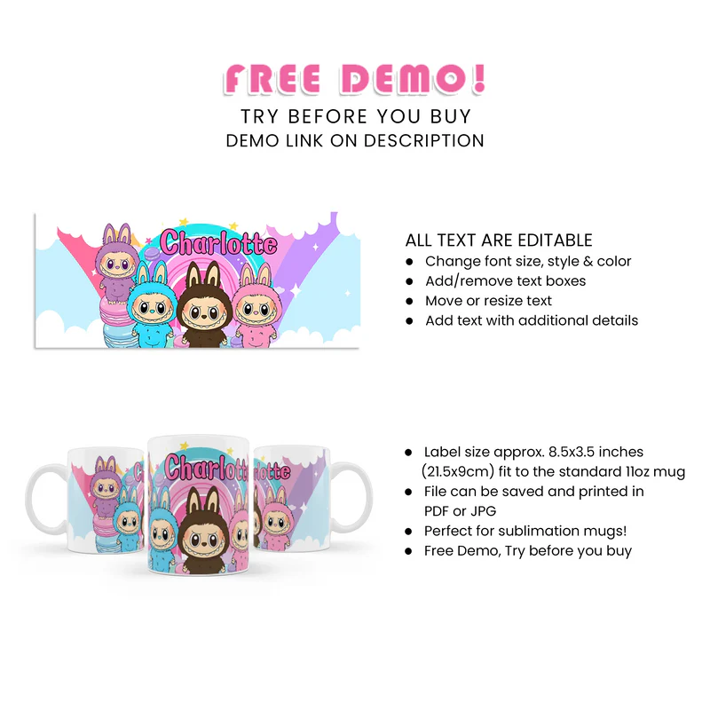 Labubu Sublimation Mug Custom