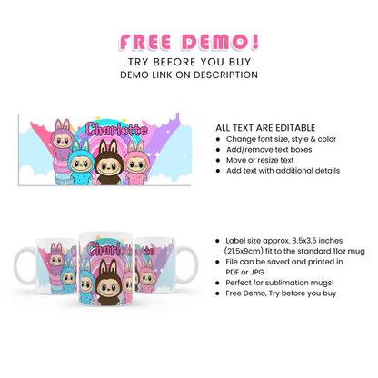 Labubu Sublimation Mug Custom