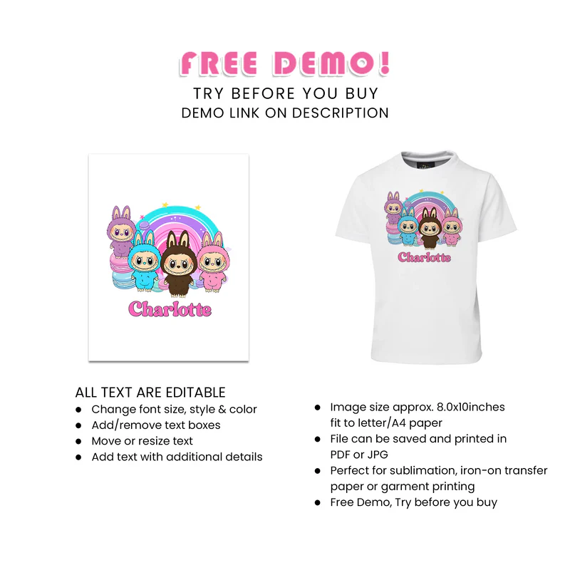 Labubu Sublimation T-Shirt Custom