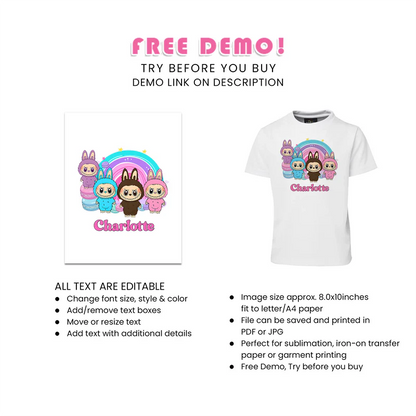 Labubu Sublimation T-Shirt Custom