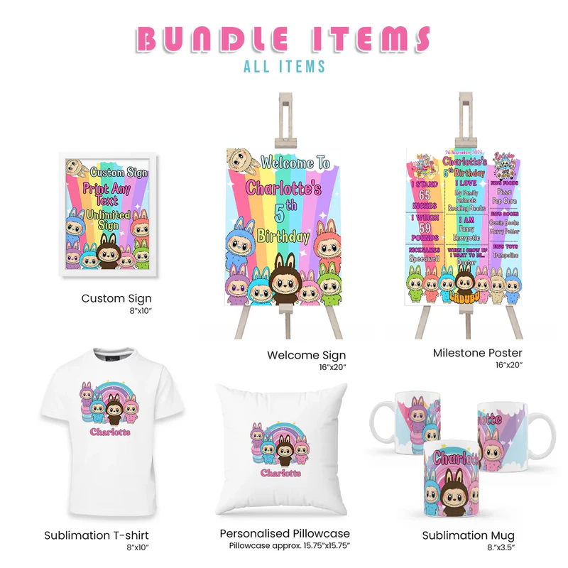 Labubu Digital Party Pack Template Bundle