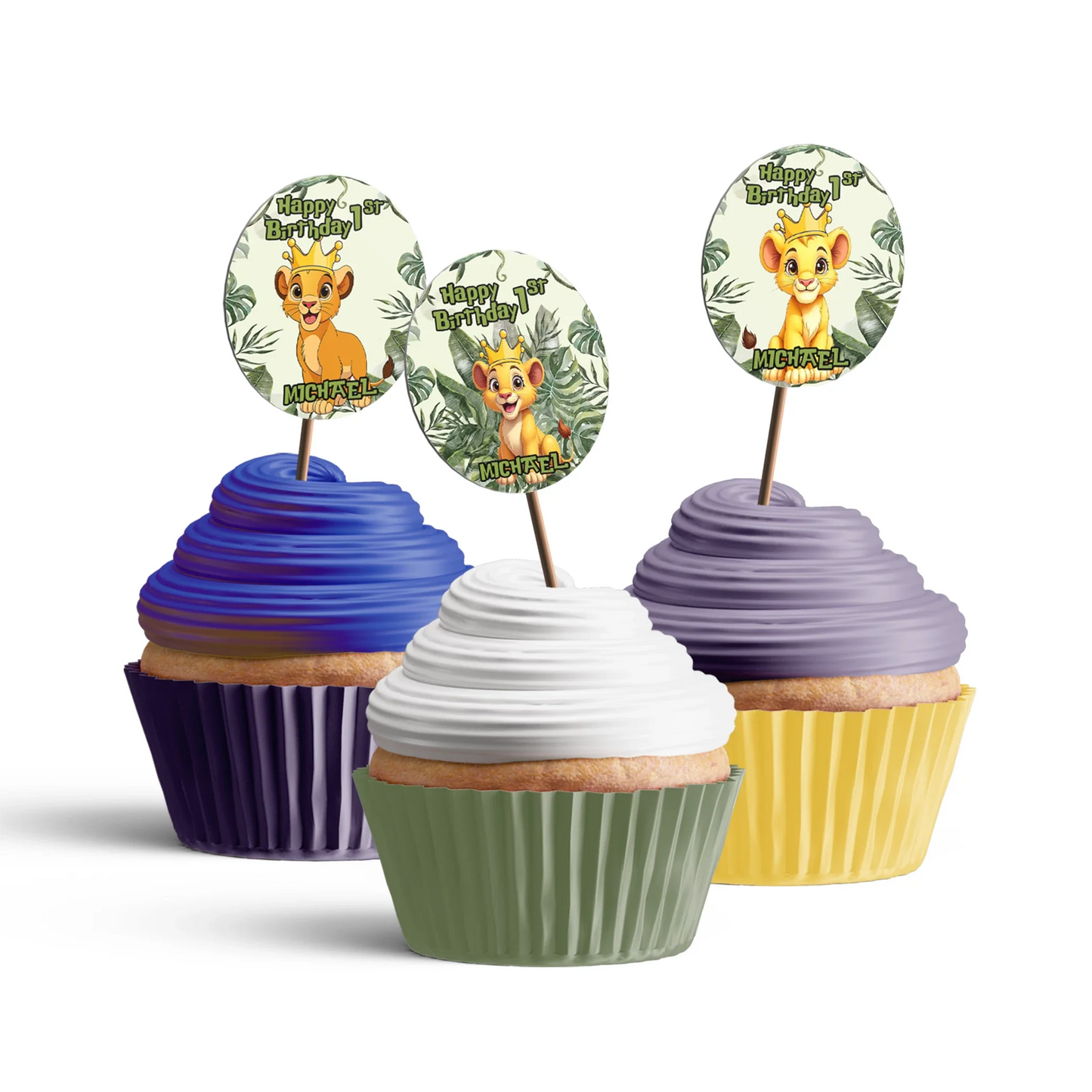 Cute Lion Personalized Cupcake Toppers for Party Decoration