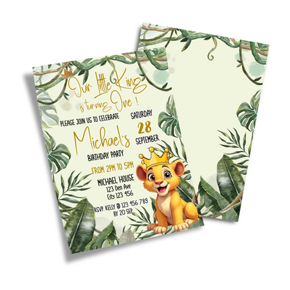 Cute Lion Personalized Birthday Card Invitation for Kids Party