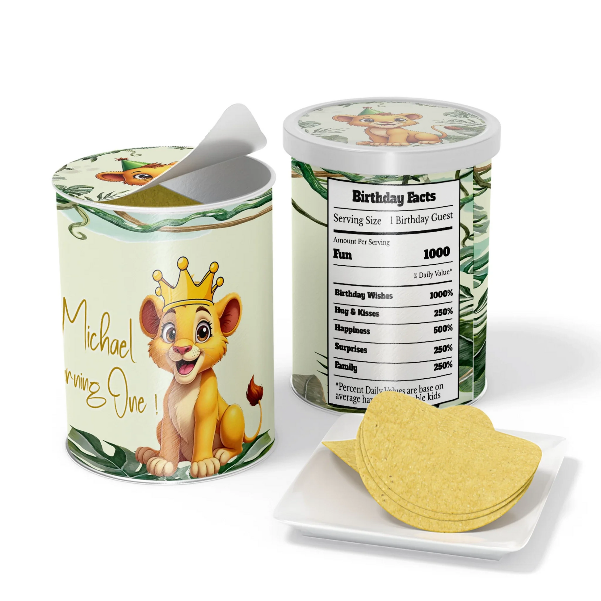 Cute Lion Small Pringles Label for Party Snack Decoration