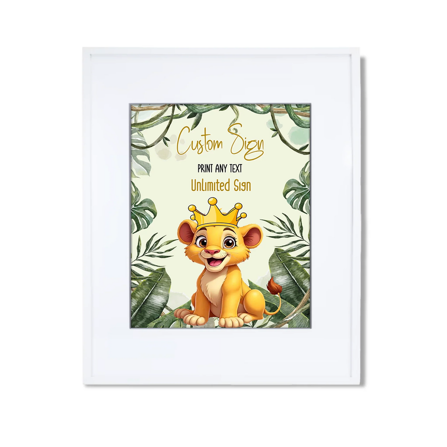 Cute Lion Custom Sign for Birthday Party Decoration