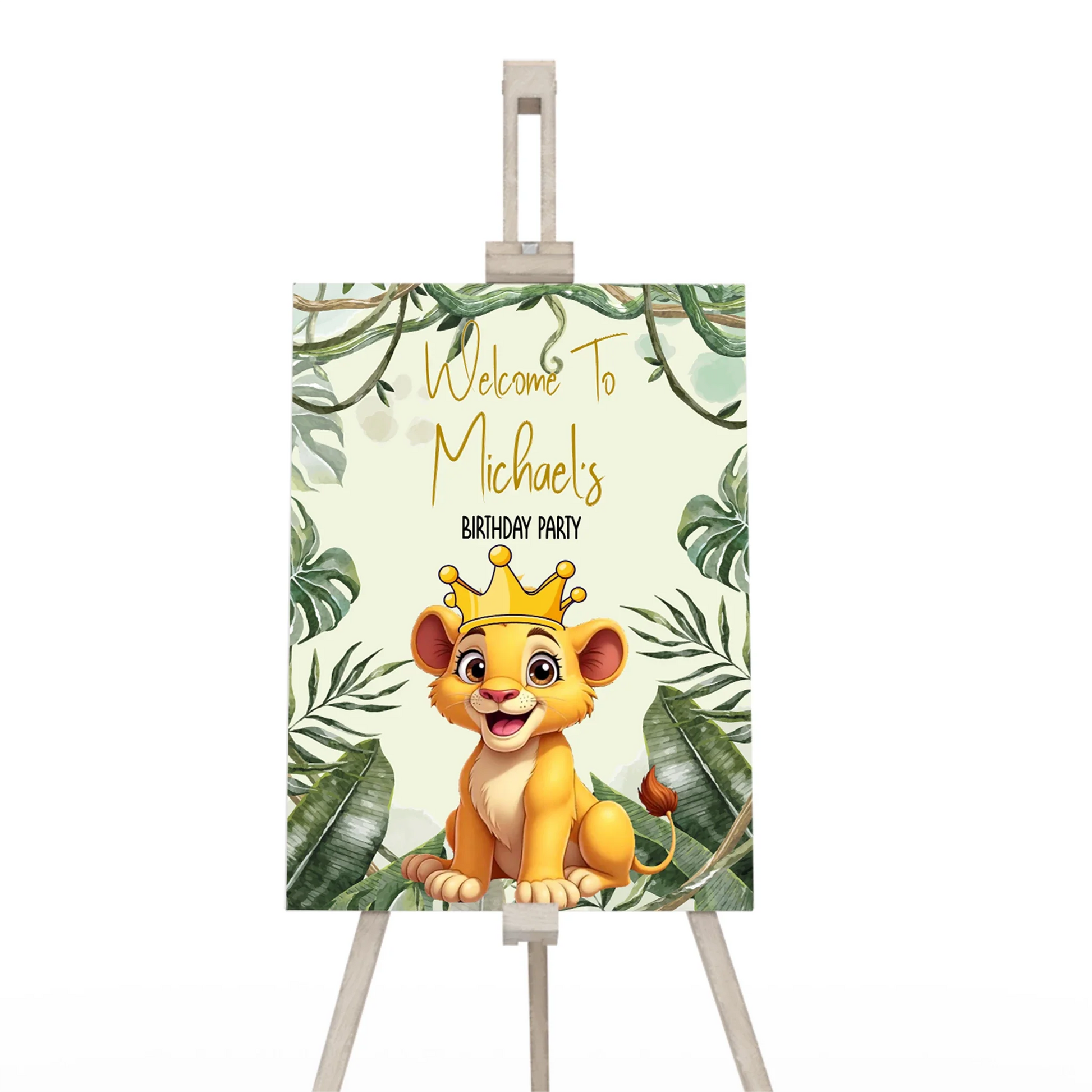 Cute Lion Welcome Sign for Party Entrance Decor