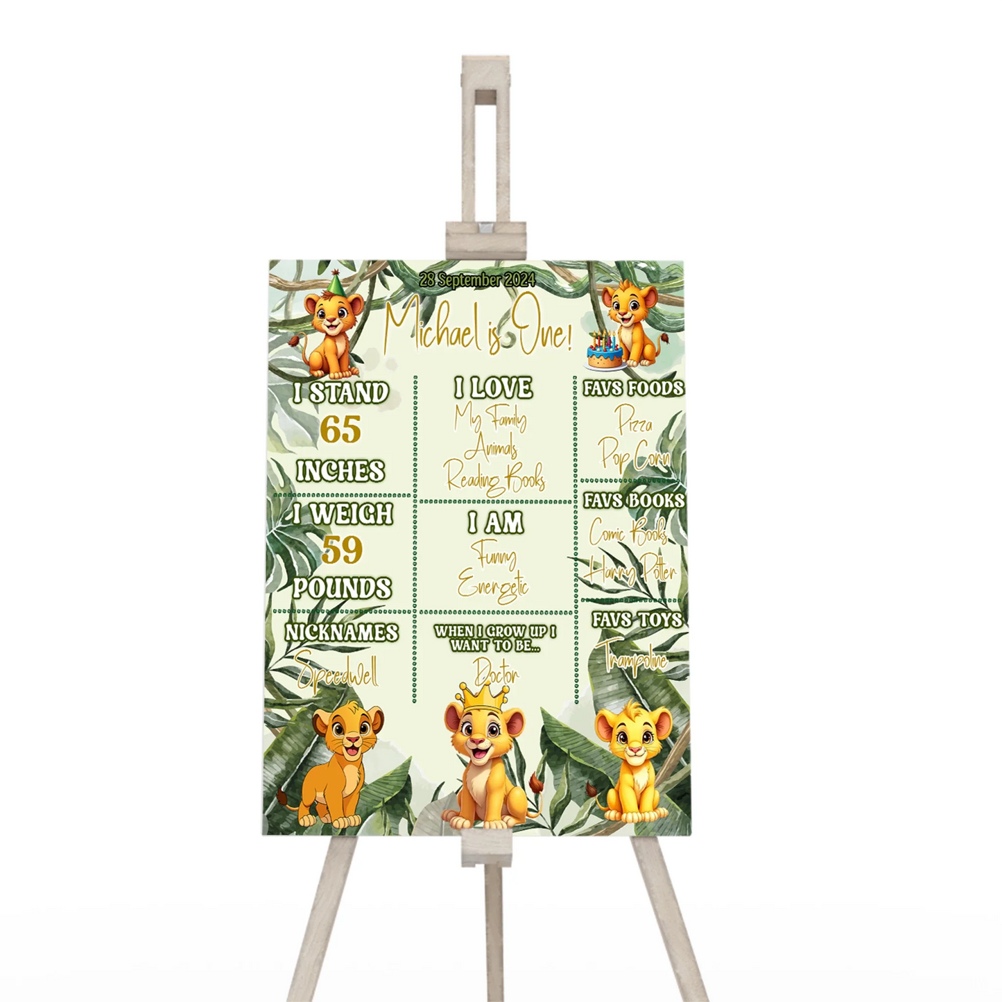 Cute Lion Milestone Poster for Birthday Keepsake