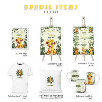 Lion King of the Jungle Personalized Digital Template Party Pack Bundle