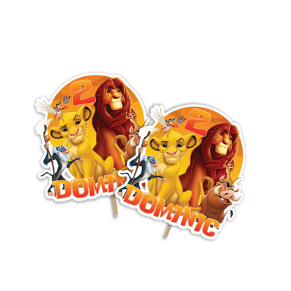 The Lion King Personalized Cake Toppers featuring Simba, Nala, and Custom names for Birthday celebrations.