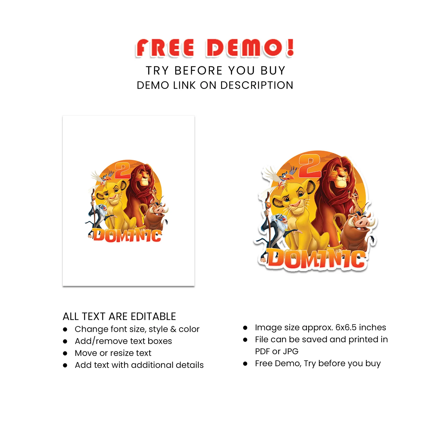 The Lion King Personalized Cake Toppers