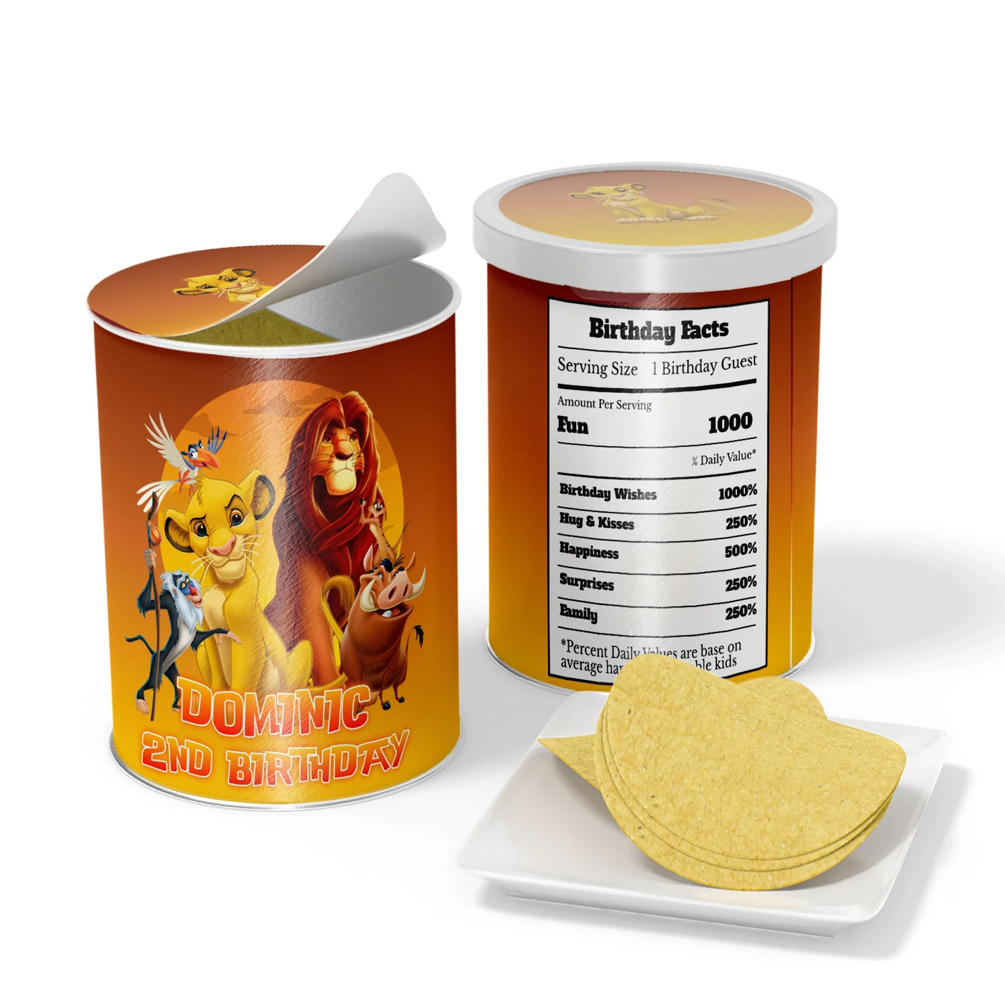 The Lion King Small Pringles Labels with Lion King-themed designs for decorating snack cans.