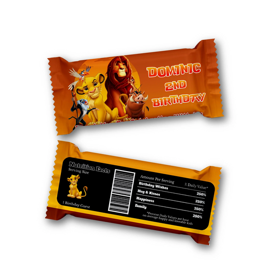 The Lion King Rice Krispies Treats Label & Candy Bar Label with vibrant designs for dessert table decorations.