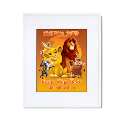 The Lion King Custom Sign with Personalized text and characters for party decorations or Photo backdrops.