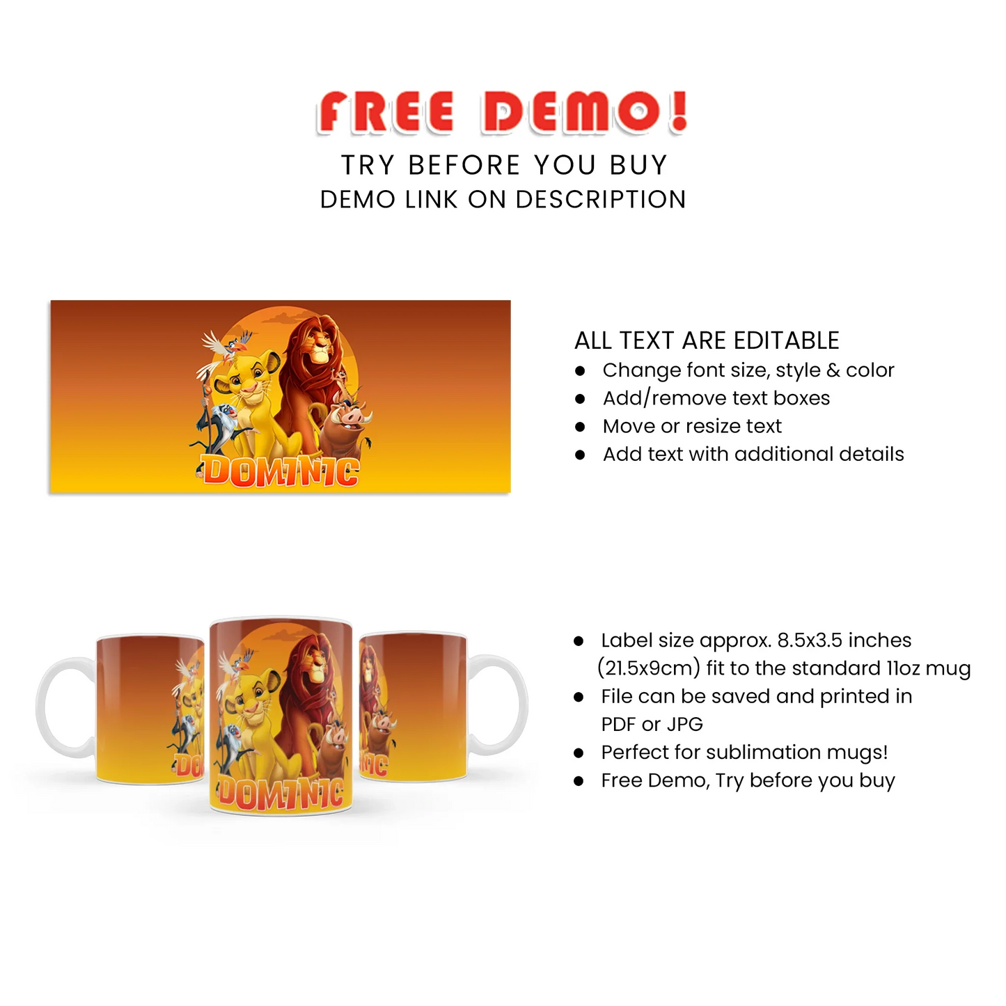 The Lion King Sublimation Mug