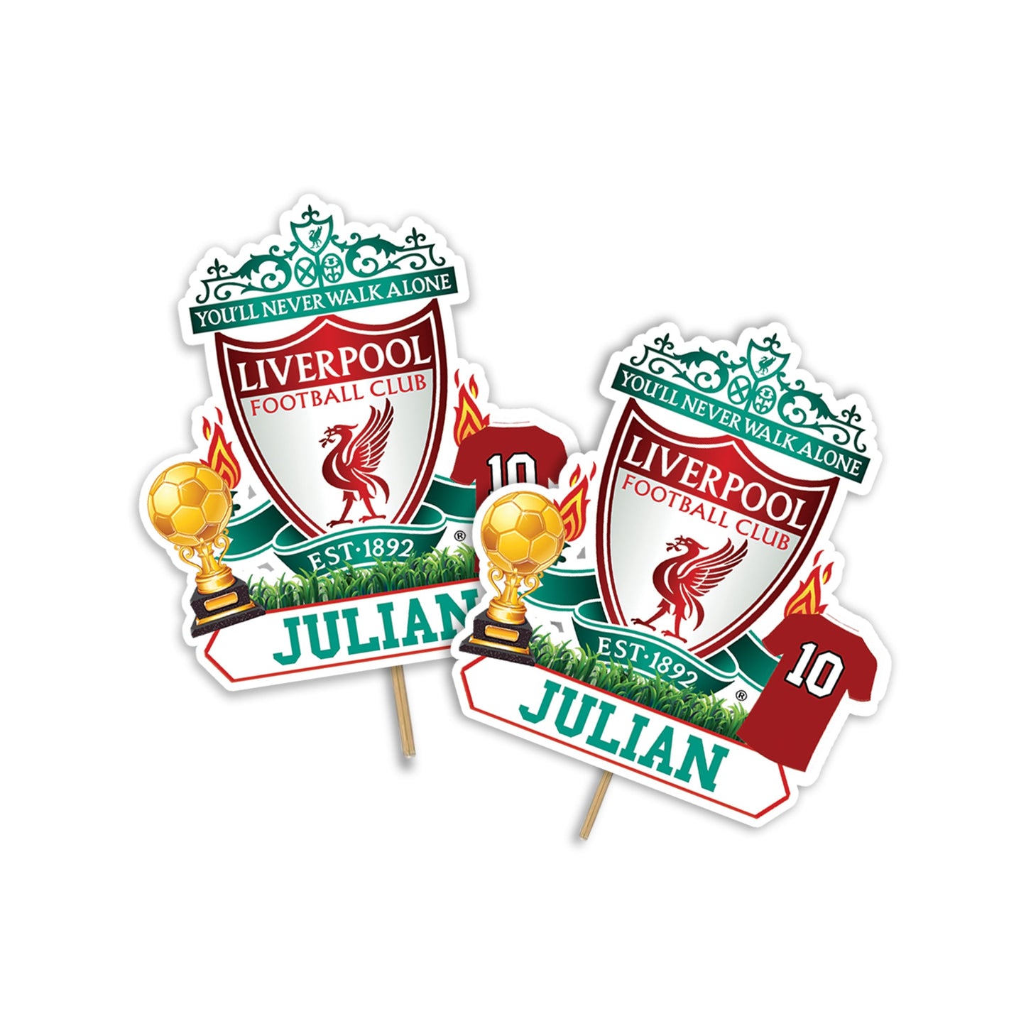 Liverpool FC themed personalized cake toppers