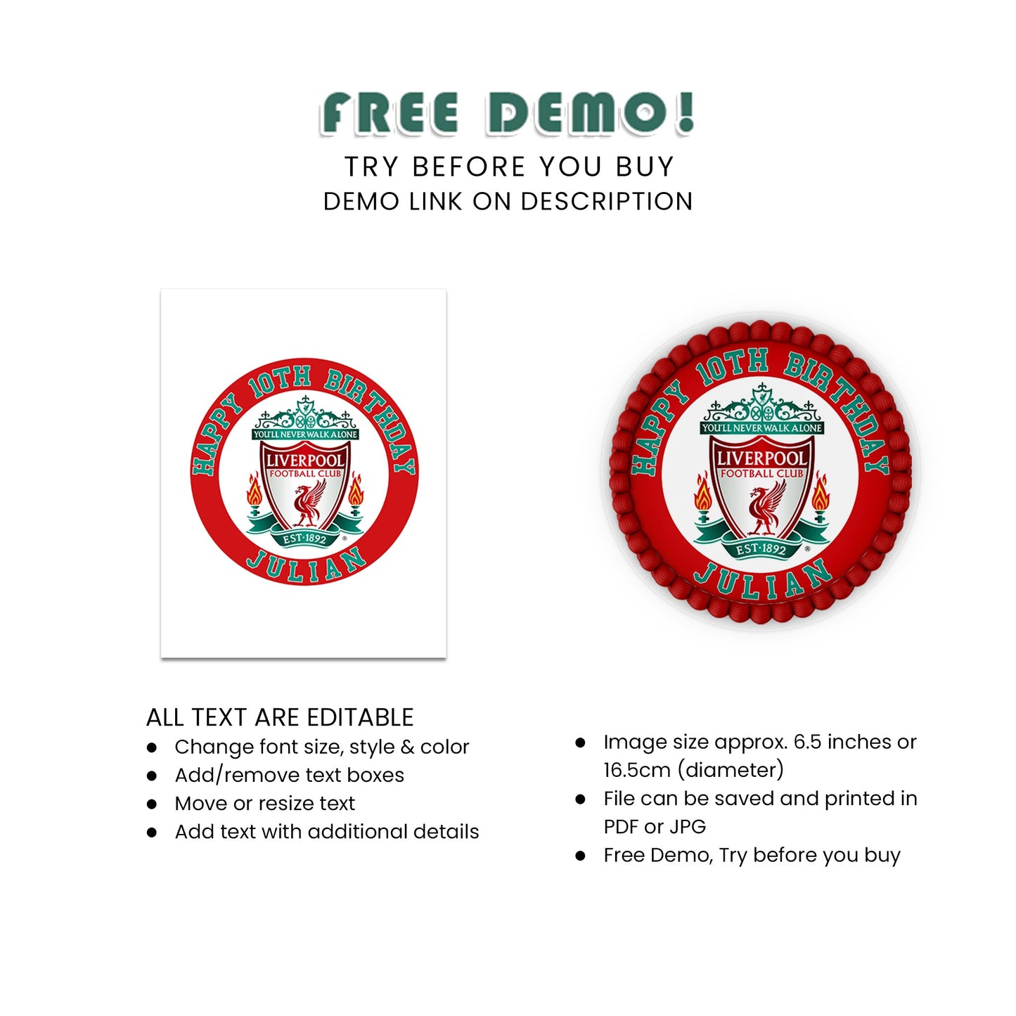 Round Liverpool FC Personalized Cake Images - Add a Personal Touch to Your Party