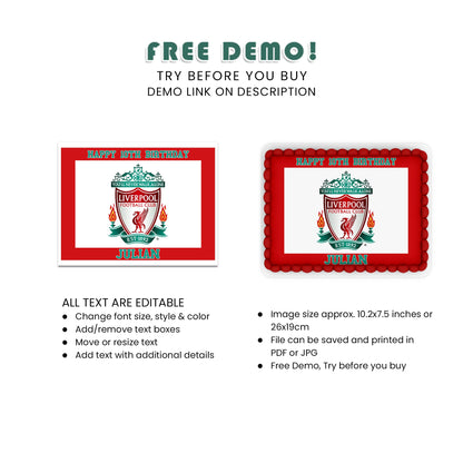 Rectangle Liverpool FC Personalized Cake Images - Make Your Event Memorable