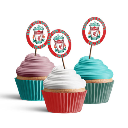 Liverpool FC themed personalized cupcakes toppers