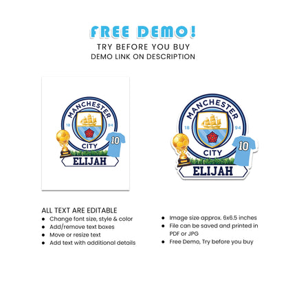 Manchester City FC Personalized Cake Toppers - Unique, Customizable, Perfect for Celebrations