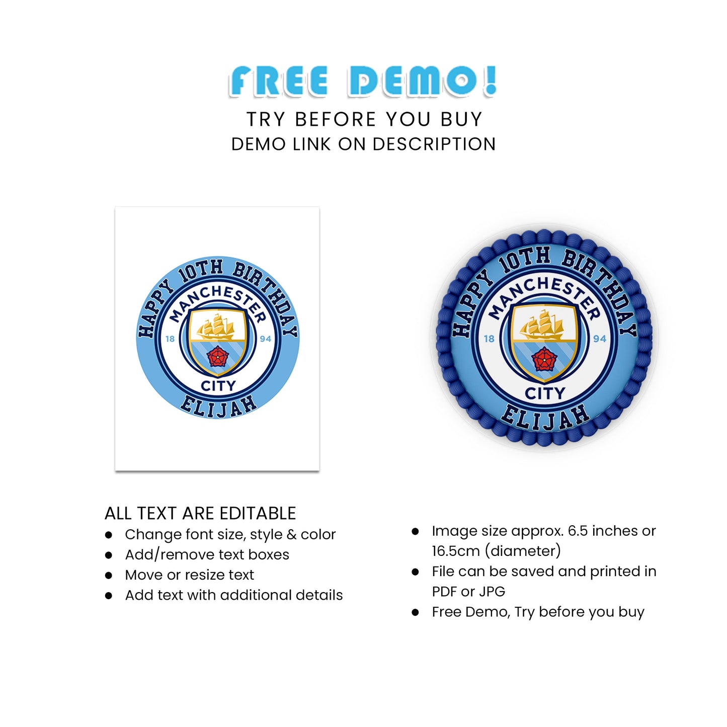 Round Manchester City FC Personalized Cake Images - Add a Personal Touch to Your Party