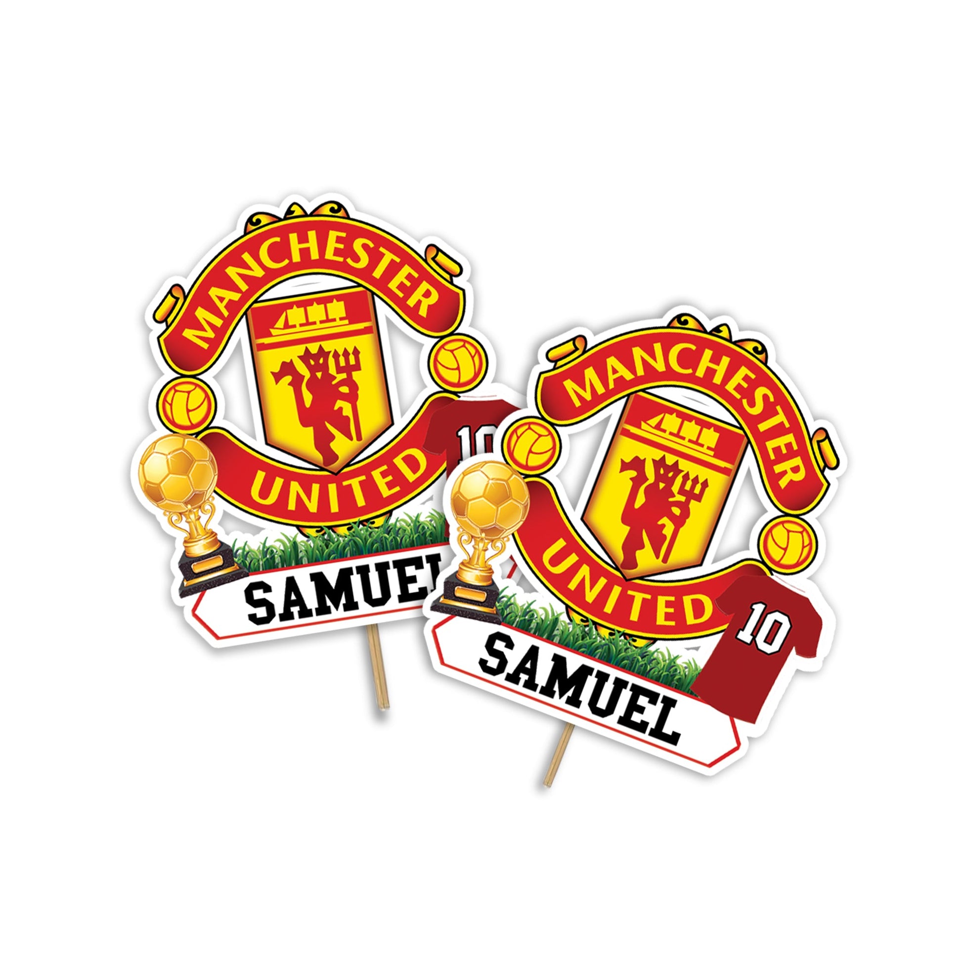 Manchester United FC themed personalized cake toppers