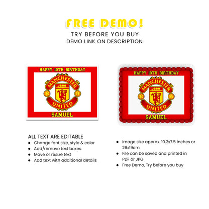 Rectangle Manchester United FC Personalized Cake Images - Make Your Event Memorable