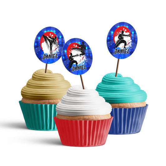 Personalized Martial Arts Cupcakes Toppers