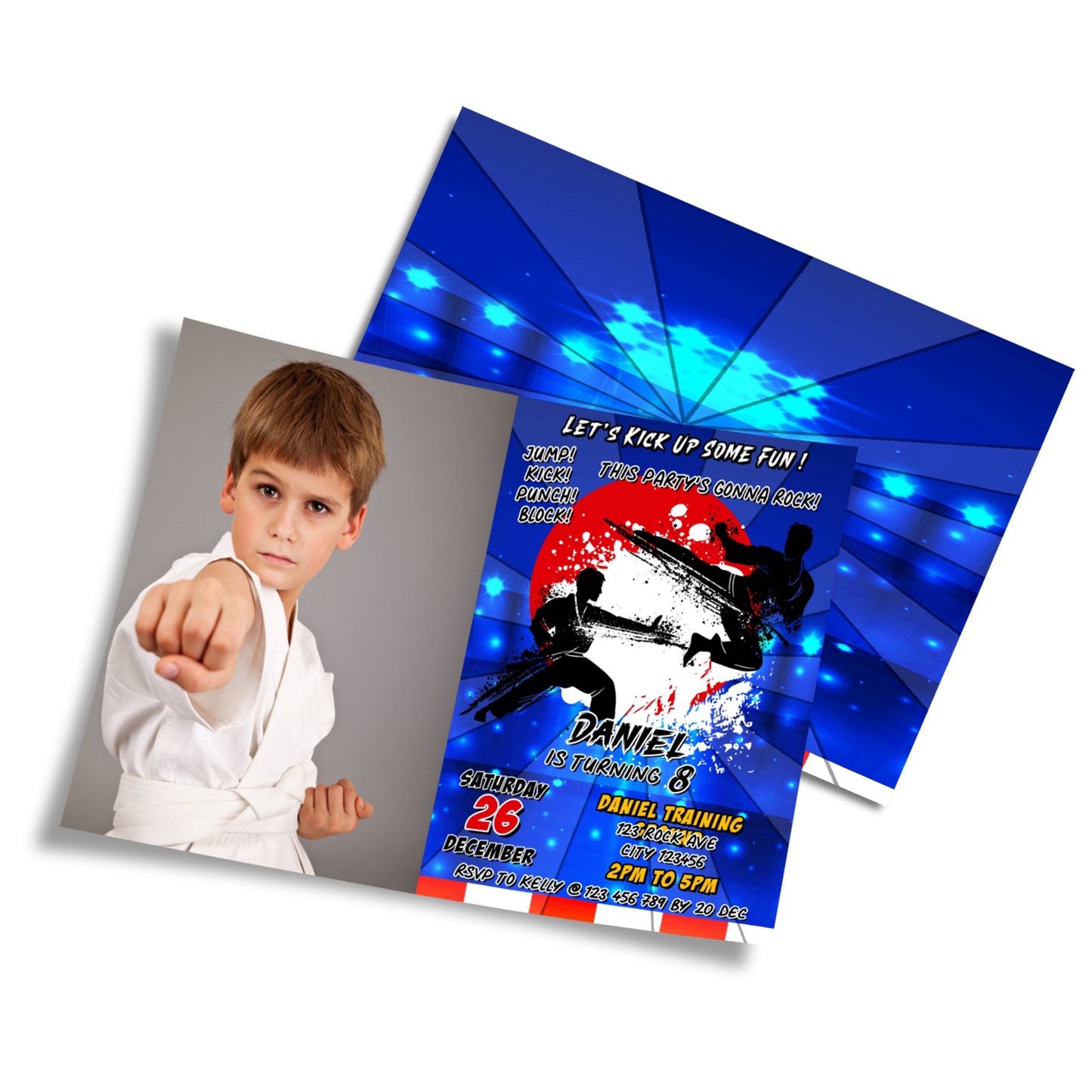 Personalized Martial Arts Photo Card Invitations