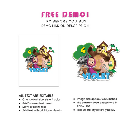 Masha and the Bear Cake Toppers Personalized