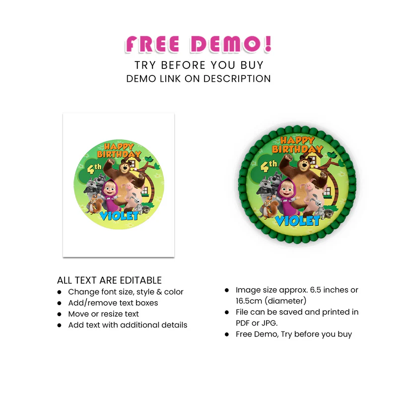 Masha and the Bear Edible Icing Sheet Cake Images