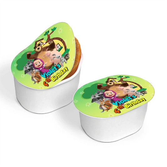 Masha and the Bear mini pringles label, wrapped mini can