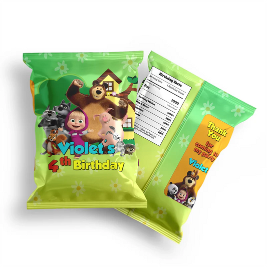 Masha and the Bear chips bag label, customized snack bag1