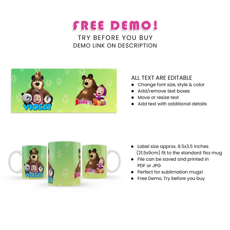 Masha and the Bear Sublimation Mug