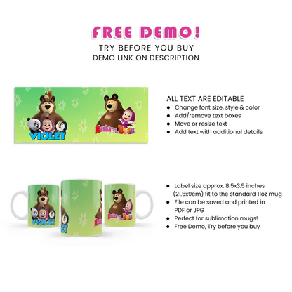 Masha and the Bear Sublimation Mug