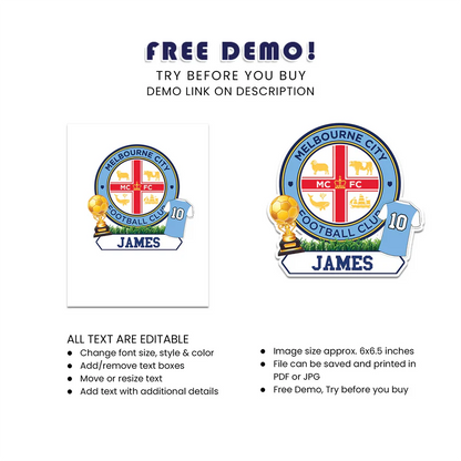 Melbourne FC Cake Toppers Personalized Birthday Party Decoration