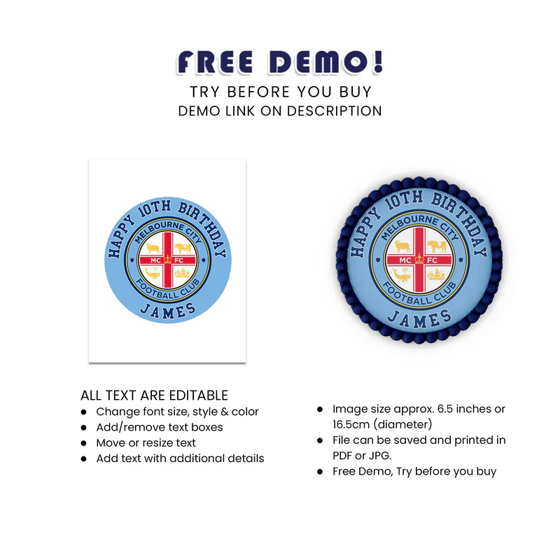 Melbourne FC Edible Icing Sheet Cake Image Custom Party Topper
