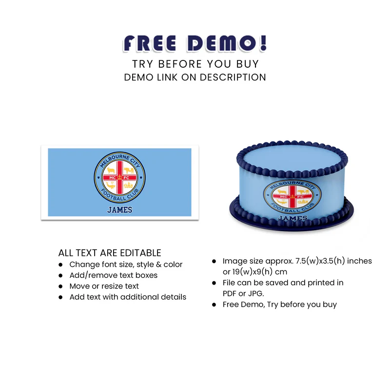 Melbourne FC Edible Cake Strips Personalized Party Decoration Idea