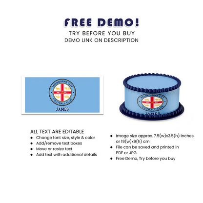 Melbourne FC Edible Cake Strips Personalized Party Decoration Idea