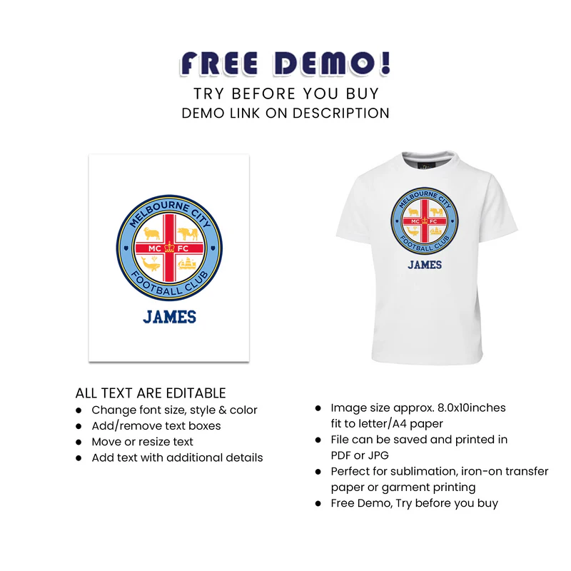 Melbourne FC Sublimation T-Shirt Custom Birthday Outfit