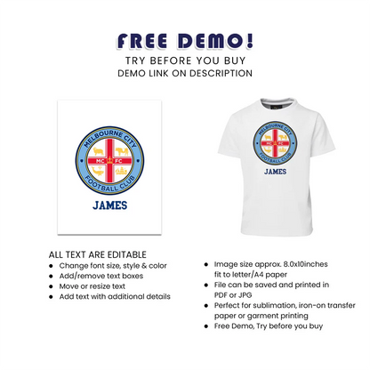 Melbourne FC Sublimation T-Shirt Custom Birthday Outfit