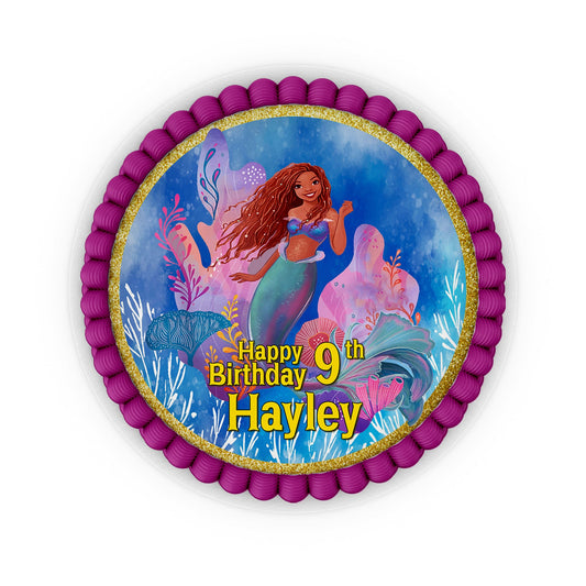 Round mermaid themed personalized cake images