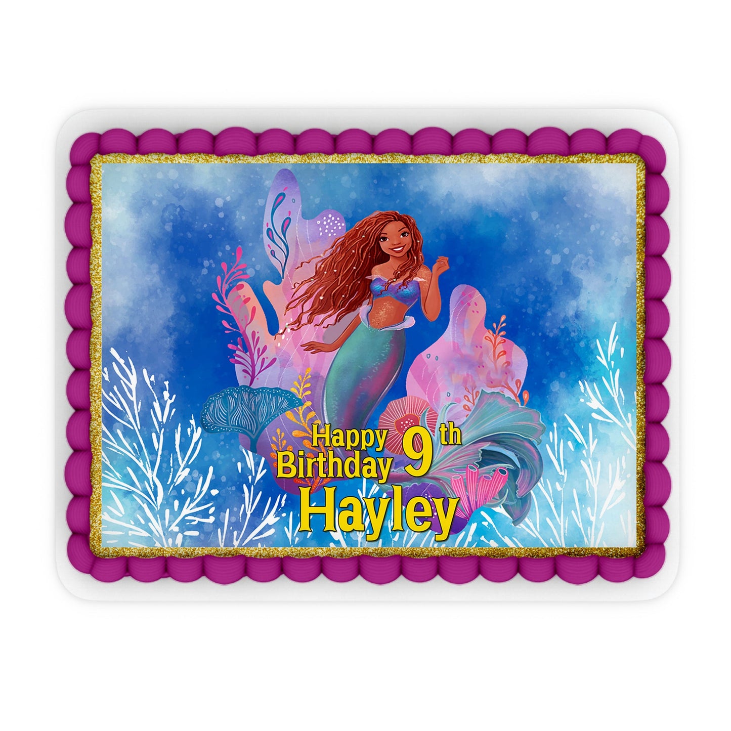 Rectangle mermaid themed personalized cake images