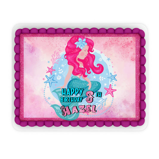 Rectangle mermaid themed personalized cake images