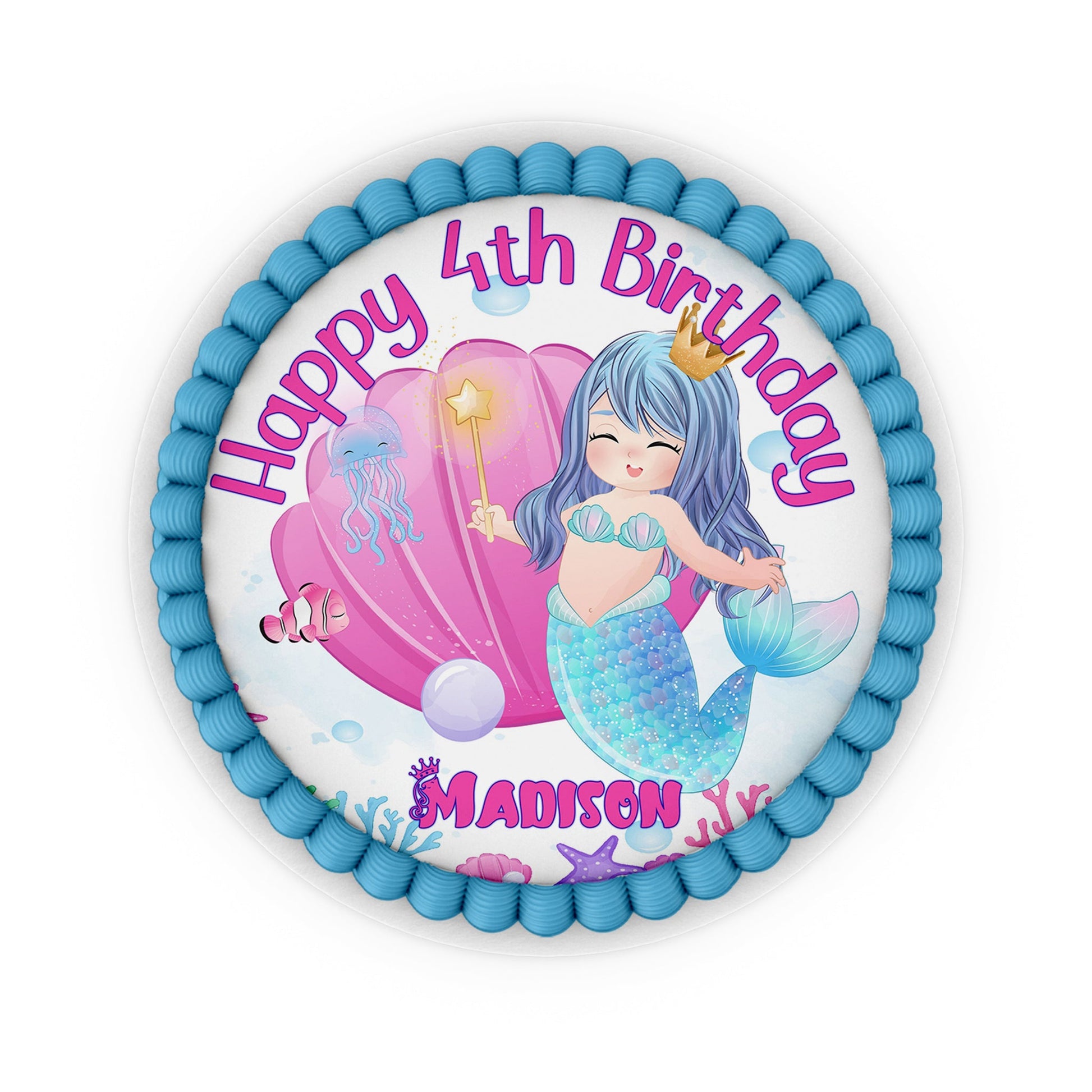 Edible icing images with mermaid theme, personalized