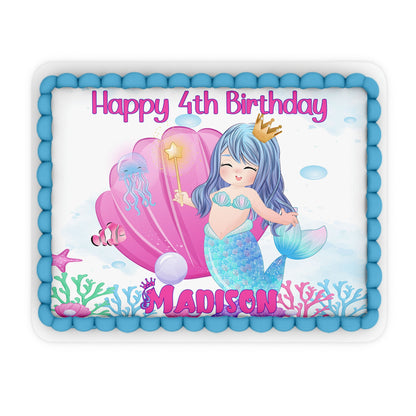 Personalized edible sheet images featuring mermaid design