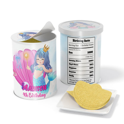 Small Pringles label with personalized mermaid design